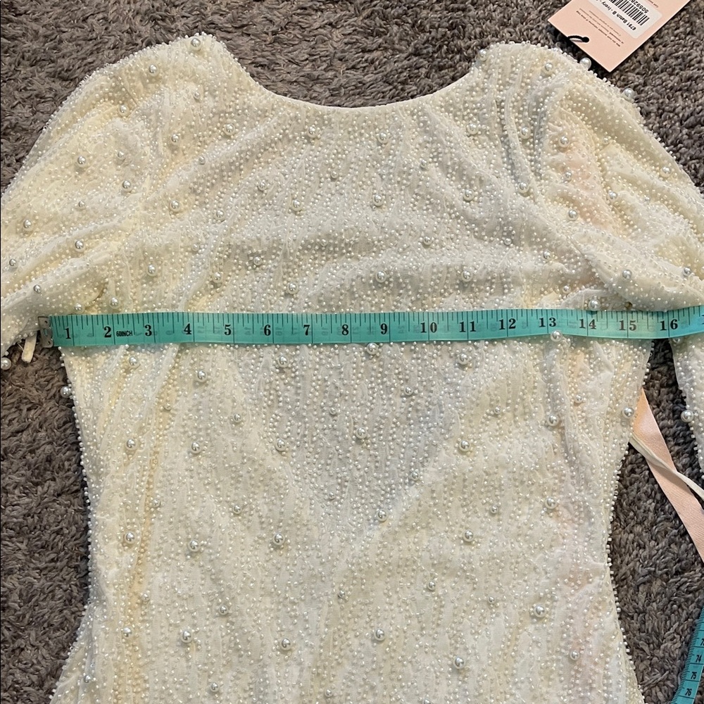 Oh Polly Beaded Cream Long Sleeve Dress - Picture 4 of 10